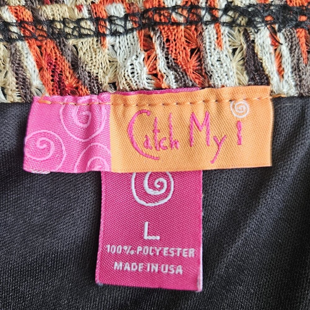 Yk2 Mini Skirt Sheer Abstract Hippie 70s Sz Large Festival Boho Fairycore retro - Picture 3 of 8